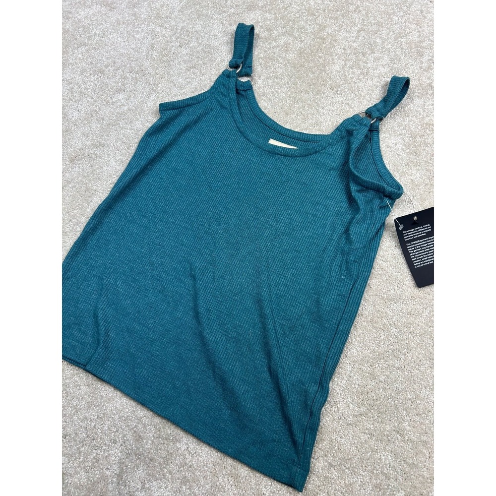 CHASOR Women's Teal Tank Top M Ribbed Knit D-Ring Straps